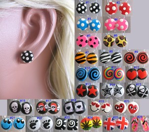 plastic earrings funky studs jewellery ladies fun hypoallergenic rubber