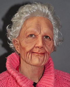 Funny Old Woman Female Woman Hag Grandma Halloween Mask Moves with Face