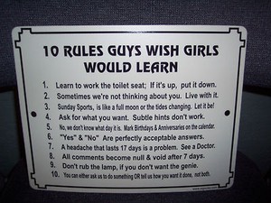 Funny Signs  Communal Kitchens on Funny Sign 10 Rules Guys Wish Girls Humor Wall Garage Kitchen Man Cave