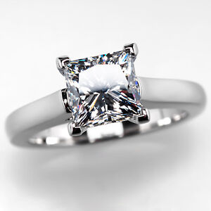 GIA-2-Carat-Diamond-Princess-Cut-Engagement-Ring-Solitaire-Solid ...
