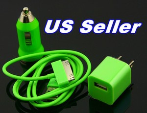 Ipod Touch Wall Charger on Green Home Wall Car Charger Usb Cable Ipod Touch Iphone 2g 3g 3gs 4s 4