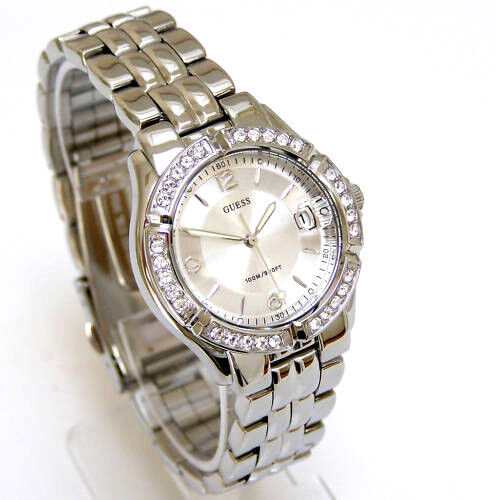 Guess Women Watch SWAROVSKI Crystals Date Silver Face G75511M
