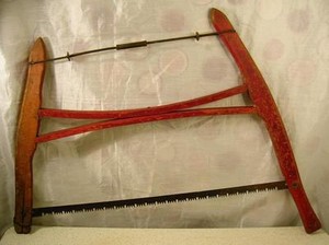 HAND-BOW-BUCK-SAW-Wall-Decor-Antique-Shabby-Repaired-Well-Weathered 