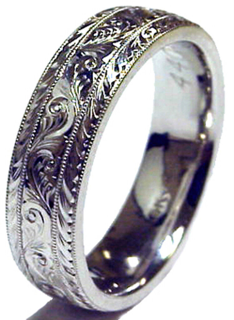 HAND ENGRAVED LADY'S SOLID PLATINUM 6MM WEDDING BAND RING NEW FINGER