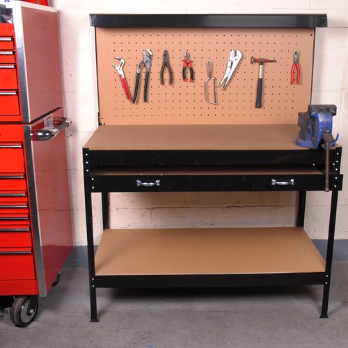 HEAVY DUTY GARAGE WORKSHOP DIY WORK BENCH STATION TABLE TOOL STORAGE 