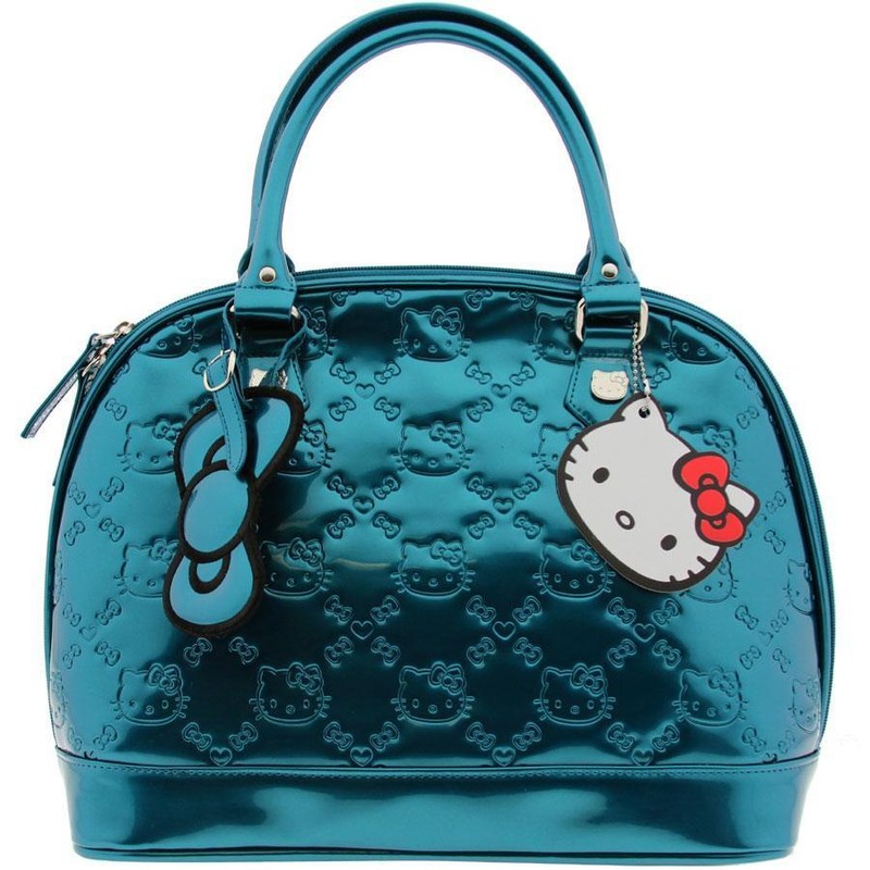 HELLO KITTY BAG PURSE TEAL GREEN PATENT EMBOSSED BY LOUNGEFLY NEW HANDBAG