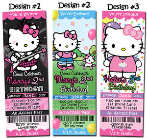  Kitty Birthday Party on Hello Kitty Birthday Party Invitations Ticket Charmmy   Ebay