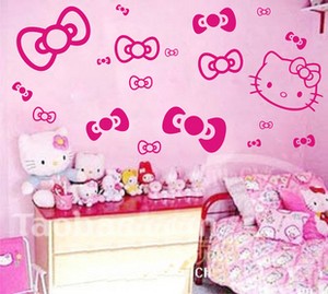 HELLO KITTY&BOWS WALL ART DECO STICKER PRINCESS ROOM | eBay