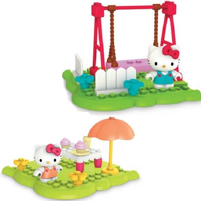 HELLO KITTY PICNIC OR PLAYGROUND PLAYSETS MEGA BLOCKS CREATE AND DECORATE