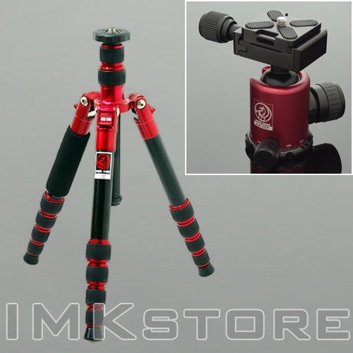HORUSBENNU M2531T Camera Traveler Tripod (Red) w/ LX28T Ball Head