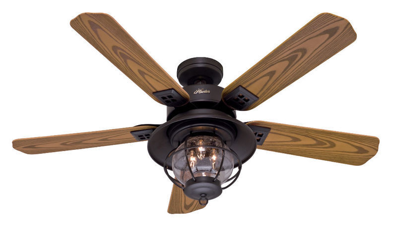 HUNTER 52" RUSTIC NEW BRONZE INDOOR OUTDOOR DAMP RATED Ceiling Fan ...