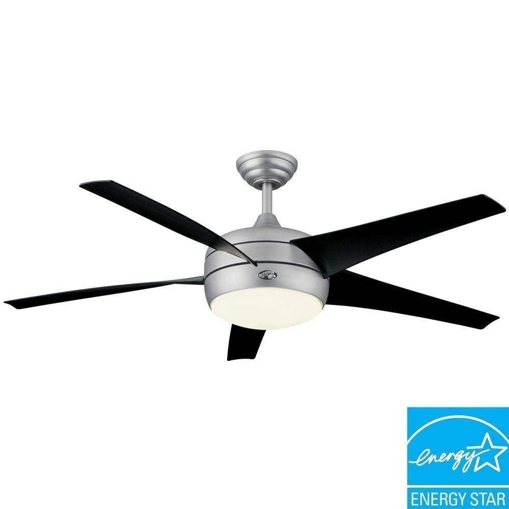 Hampton Bay Windward II 54" Brushed Steel Ceiling Fan w/ Light Kit ...