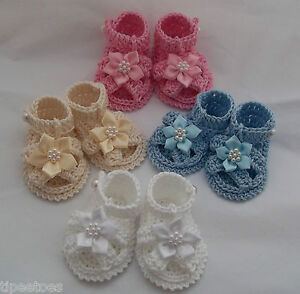 Handmade Baby Girl Crochet Sandals - Cotton Shoes ~ Great for Reborn ...