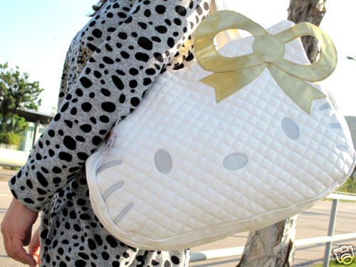 Hello Kitty white leather-like tote bag purse BIG