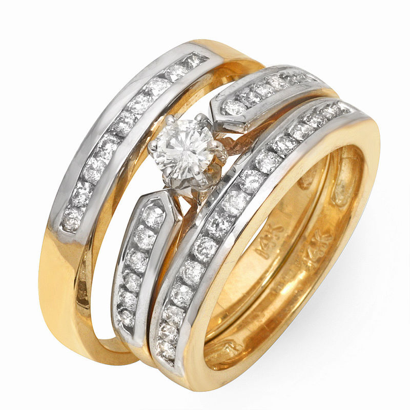 His and Hers Trio Diamond Engagement Ring Set 14K Gold eBay