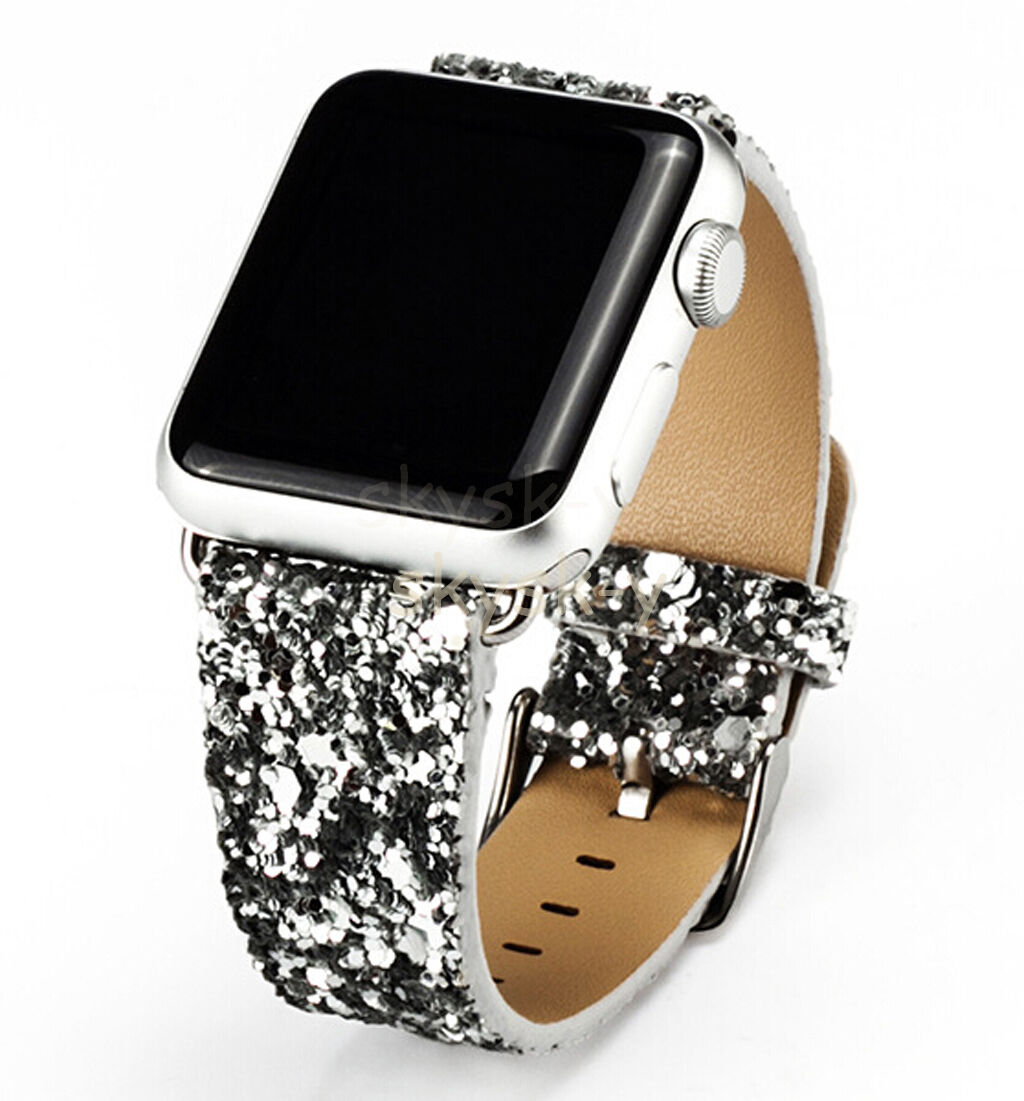 Hot Bling Luxury Glitter Leather Strap Band Belt Adapter For Apple Watch 38/42mm