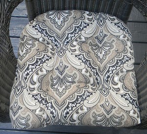 Gray Chairs on Outdoor Wicker Seat Chair Cushion   Black Taupe Gray White Paisley