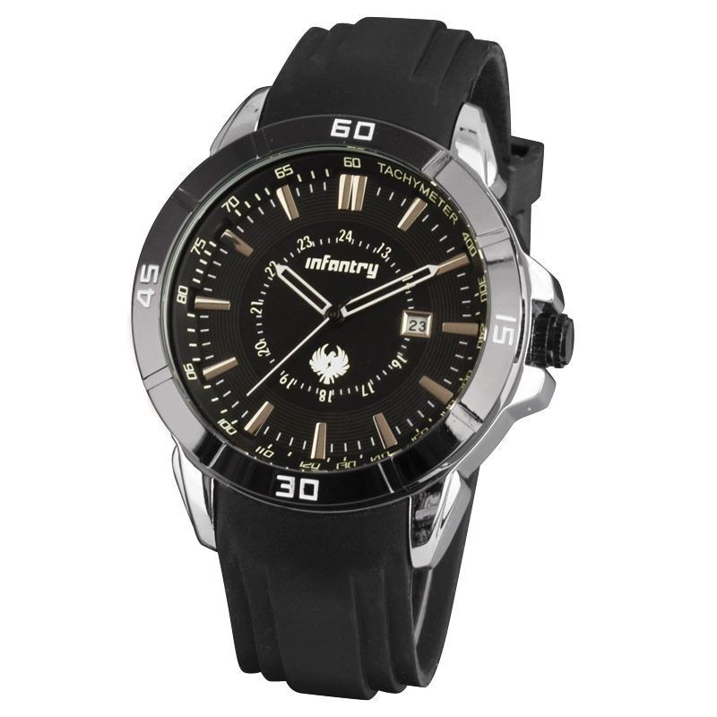 INFANTRY Mens Army Sport Date Rotatable Bezel Analog Quartz Watch Rubber Strap - $18.74