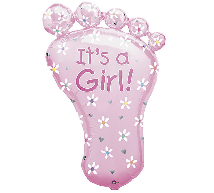 IT'S A GIRL!! - 32" Balloon baby FOOT - perfect baby shower decoration