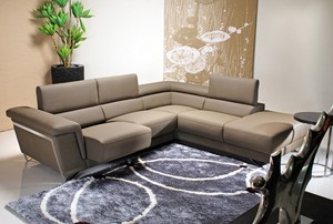 J&M Chic Modern 5069 Olive Bonded Leather Sectional Sofa Contemporary Design