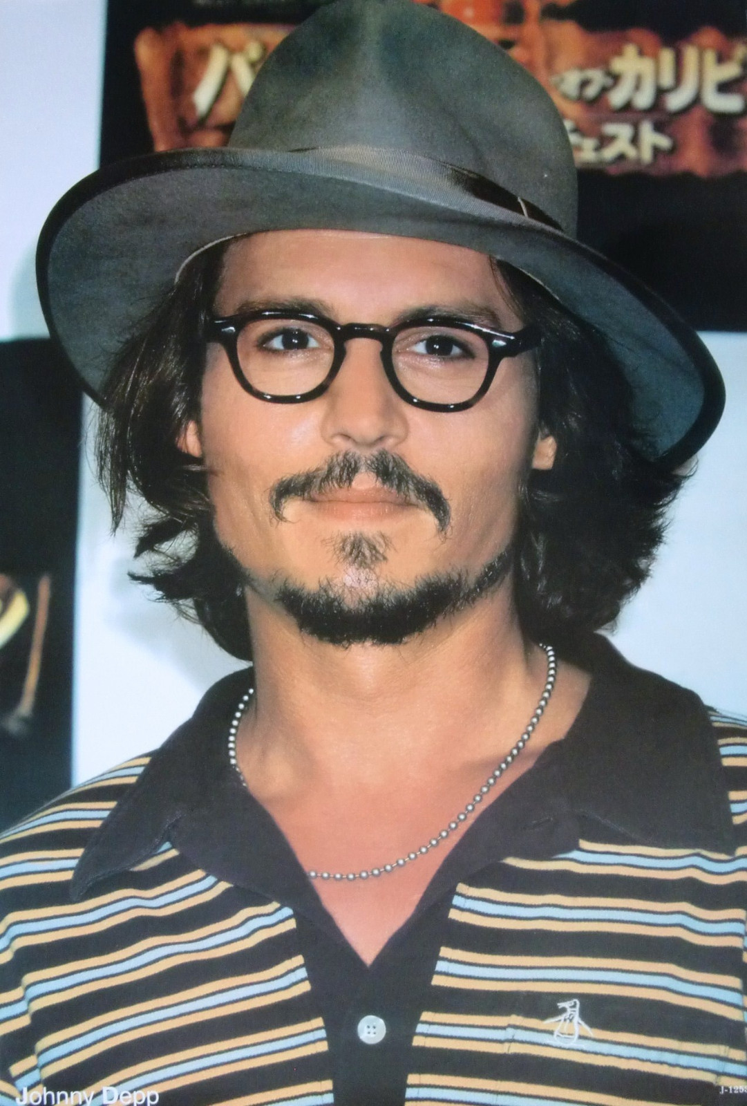 JOHNNY DEPP "WEARING GLASSES & HAT IN STRIPED SHIRT" POSTER | eBay