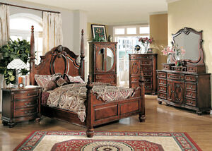 Julius 5Pc Traditional Cherry Queen Poster Bed Set - CLOSEOUT SPECIAL DEAL!!!
