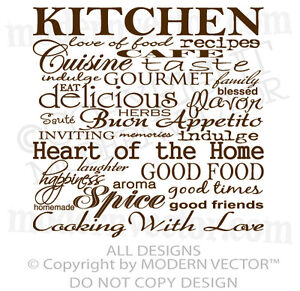 Kitchen Collage Quote Vinyl Wall Decal Lettering Cafe Indulge ...