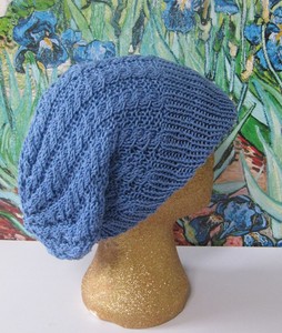 IRIS pattern EASY hat uk  HAT BEANIE SLOUCH PATTERN beanie  knitting PEAK CABLE eBay KNITTING