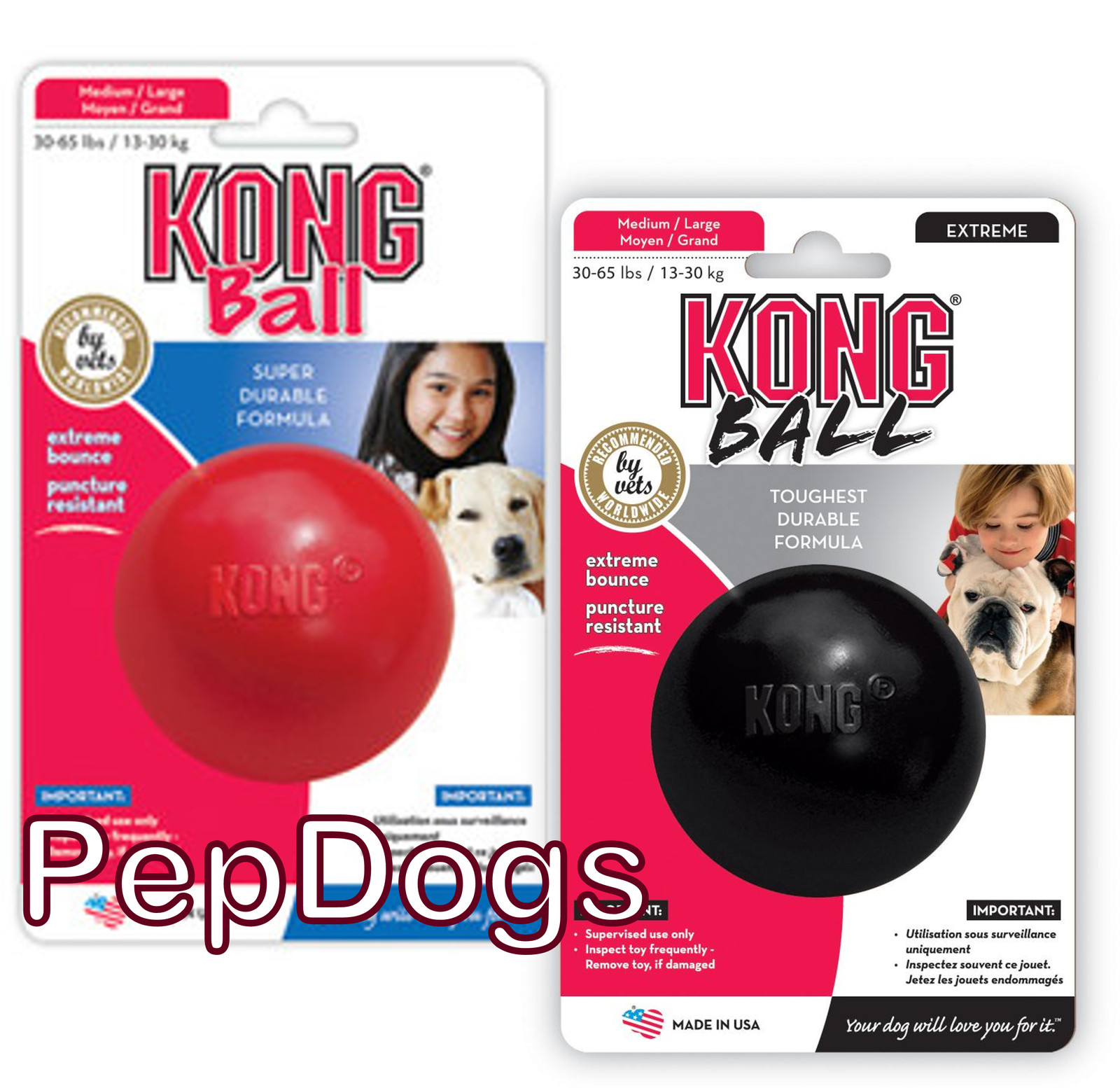 KONG Dog Solid DURABLE Rubber Ball Toy 3