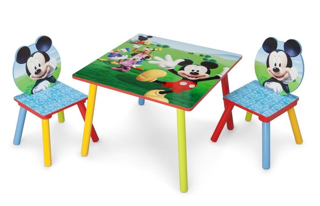 Kids Table and Chair Set Mickey Mouse Wood Children