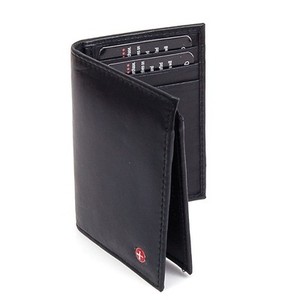 L Shape Trifold Mens Wallet Soft Lambskin Leather Secure Bill Section ID Window