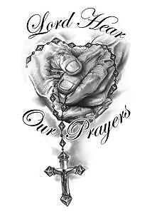 Henna Tattoos History on Lord Hear Our Prayers Hands With Rosary Temporary Tattoo   Ebay