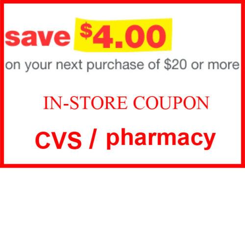 LOT OF FIVE (5) CVS $4off$20 (4 off 20) COUPONS FAST_SHIPPING in Gift Cards & Coupons, Coupons | eBay