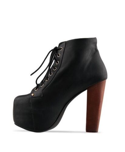 Ladies Black Lita platforms High Heels Lace Up Ankle Shoes Boots US5.5,6,6.5,7