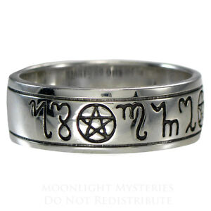 Pagan Wedding Rings on Silver Handfasting Pentacle Wedding Ring Sz 4 15 Wicca Pagan   Ebay