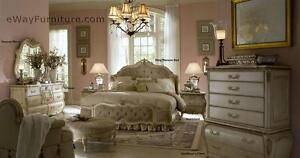 Liliane White Queen Bed 5PC Bedroom Set 2 Nightstands Dresser & Mirror Furniture