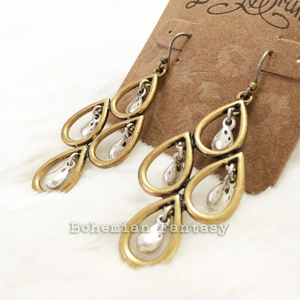 Openwork Earrings Tone Silver and Teardrop earrings gold chandelier vintage Gold Chandelier Vintage