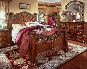 Luxury Deluxe Pine King Size Mansion Bed Bedroom Set High-End Furniture