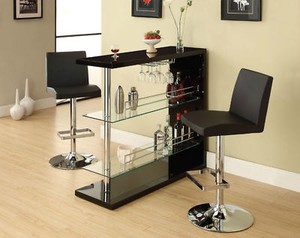 Contemporary Furniture Atlanta on Modern Space Saving Black Wine Entertainment Bar Table Furniture