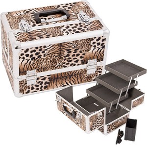 Makeup Brush Holder on Makeup Organizer Train Case Brush Holder Shoulder Strap M403 Cheetah