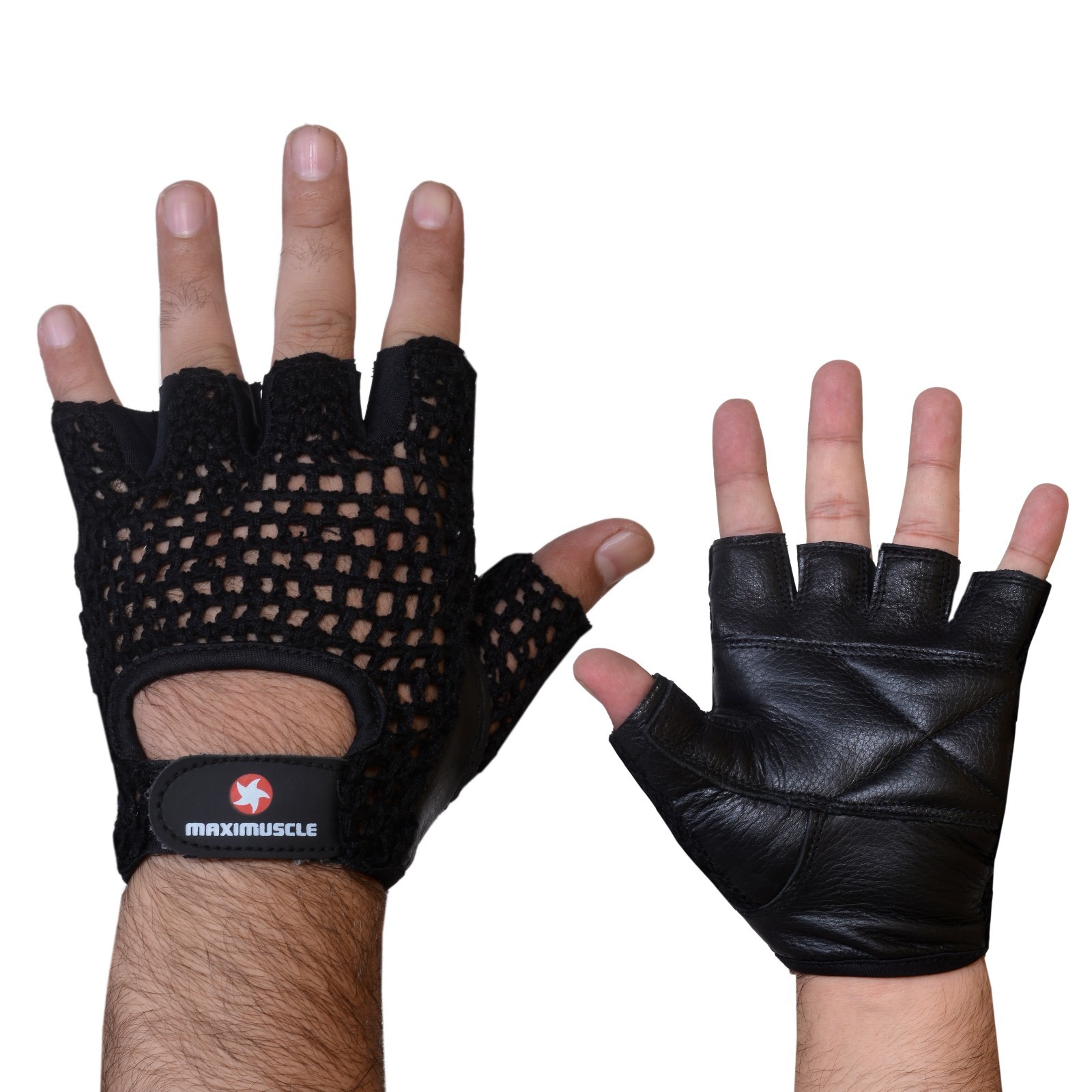 Maximuscle Net Training Gloves Weight Lifting Gloves Mesh Back Gym