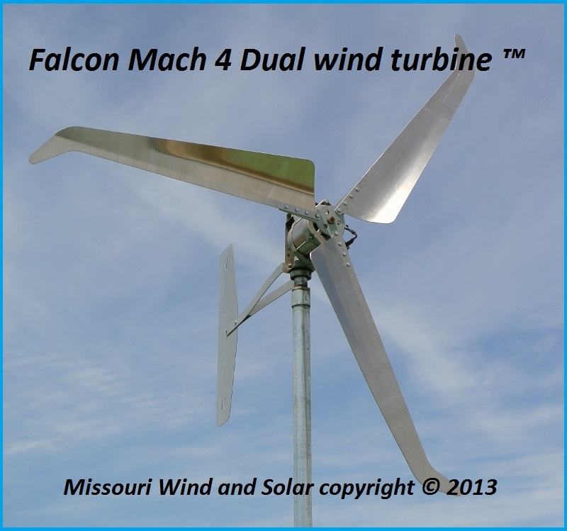 Missouri Falcon Mach 4 Dual Wind Turbine 24 / 48 volt 3 ...