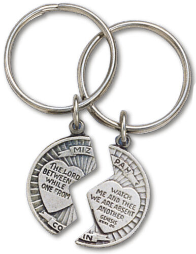 Mizpah Split Coin Pewter Keychain with Verse "The Lord Watch Between Me & Thee" in Collectibles, Pez, Keychains, Promo Glasses, Keychains | eBay