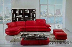 Modern design sectional leather sofa chaise ottoman coffee table set couch home