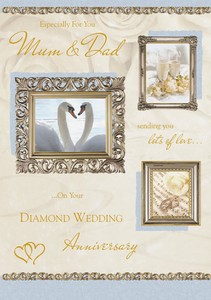 ... Mum & Dad 60th Diamond Wedding Anniversary Greeting Card Cards Parents