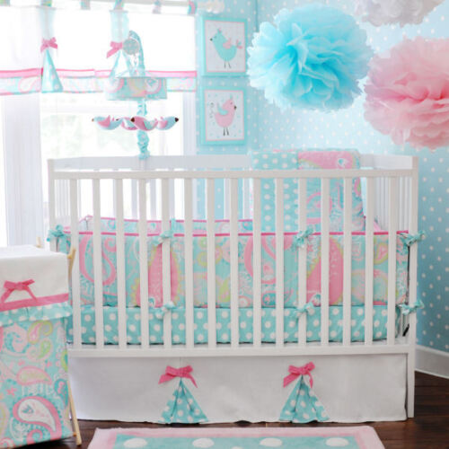 My Baby Sam 5 Piece Crib Bedding Set Pixi Baby Aqua Includes Mobile & Bumper NEW in Baby, Nursery Bedding, Crib Bedding | eBay
