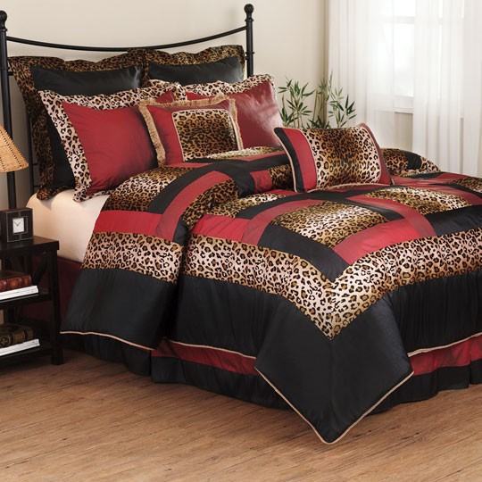 New 8pc Queen Leopard Patch Animal Print Comforter Bedding