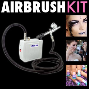 Airbrush Makeup  on Pin New Airbrush Kit Compressor Nail Art Tattoo Dual Action Spray Air