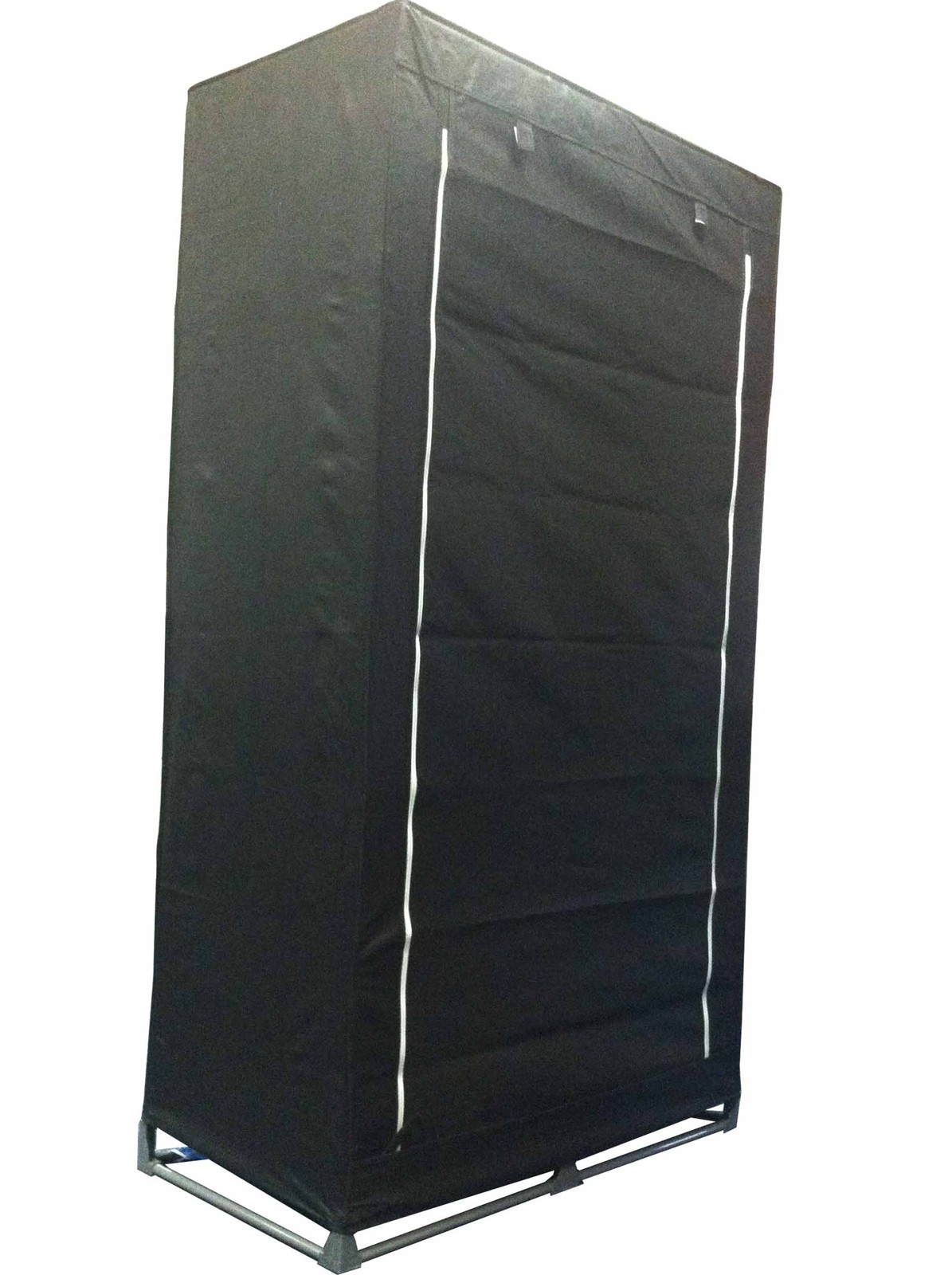 NEW CANVAS DOUBLE FABRIC WARDROBE RAIL CLOTHES STORAGE SHELF CLOTH RACK