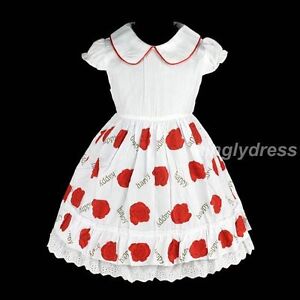  Summer Dress on Toddle Kid Girls Spring Summer Flowers Dress Red White Wears 2t Z31d